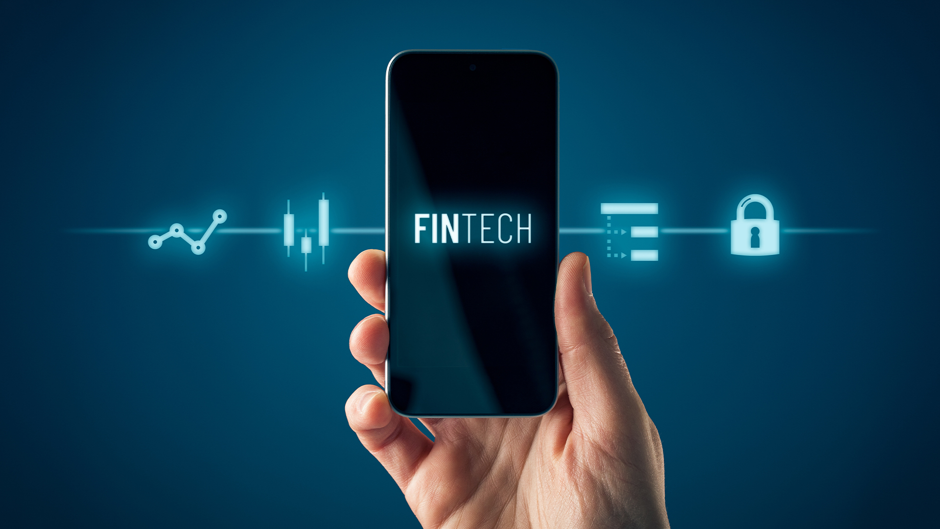 Fintech and financial technology on smart phone