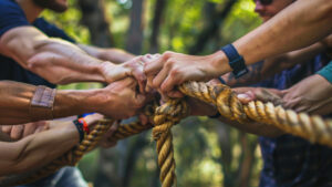 Corporate team building activities in a retreat setting