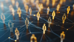 professional social network concept connected human figures representing business relationships and networking